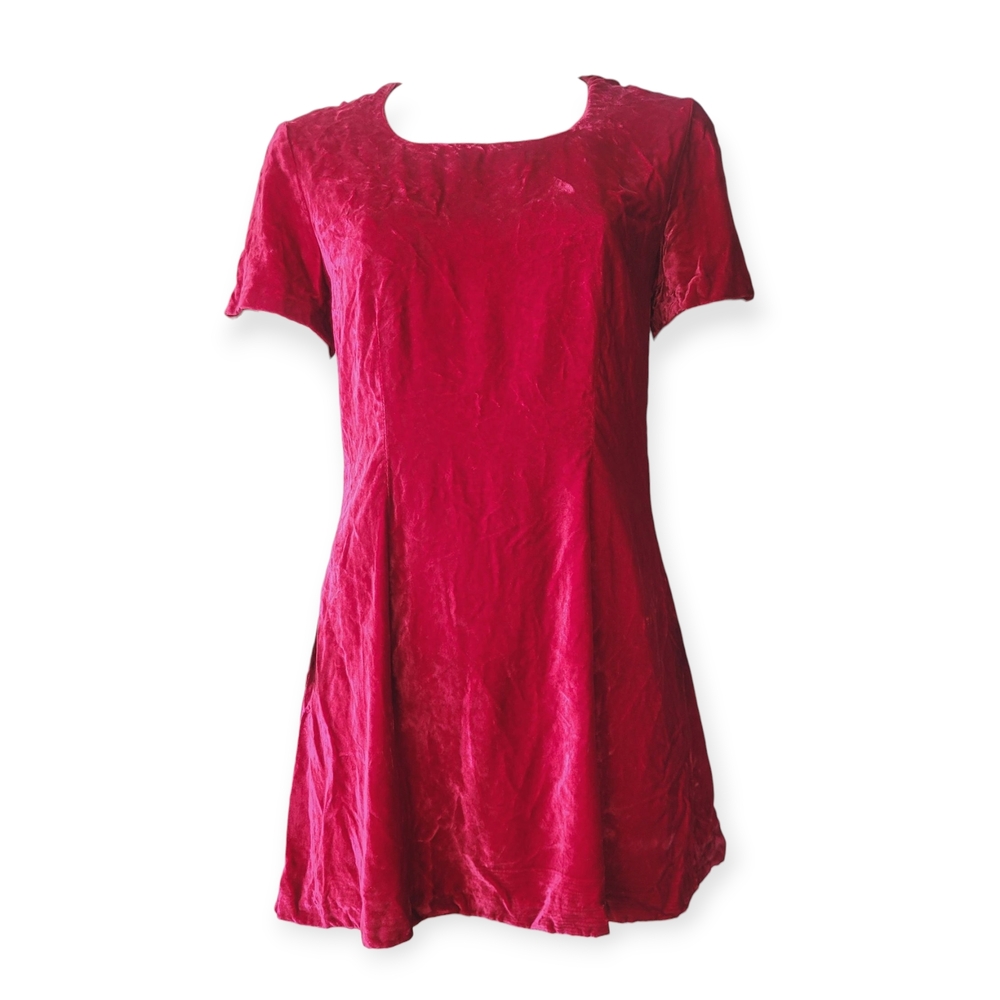 Vintage 90s Le Chateau Velvet Fit And Flare Minidress Grunge Whimsigoth Red M